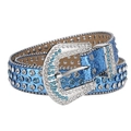 Punk Y2K blauwe glitter riem met strass gesp en metalen klinknagels - Hemelsblauw / 105cm