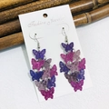 Elegant purple butterfly layered tassel earrings in minimalist metal floral drop style - Purple Butterfly