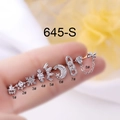 Lot de 8 boucles d'oreilles en acier inoxydable argenté aux motifs géométriques - Style Triangle (1#) / Argenté
