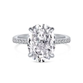Exquisiter S925 Sterlingsilber Ring mit ovalem Edelstein und Pavé-Besatz Verzierung - US 6 / Weißgold Farbe DY120167
