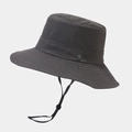 Detail of dark grey sun hat with adjustable windproof cord and side metal snaps - M (56-58cm) / Dark Gray