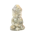 Polished natural crystal Buddha figurine with unique dark grey and yellow stone texture - White Labradorite