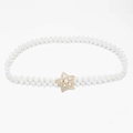 Elegant white pearl waist chain for women with a gold star buckle and diamond inlay - Star Rhinestone Buckle (KL139-07)