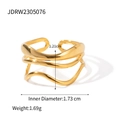 Bague ouverte multicouche à ondulations en or 18 carats avec détails de dimensions - Style Doré (JDRW2305076)