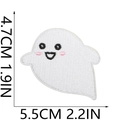 Detail of cute white ghost Halloween embroidery patch with precise size measurements - No.19 (Large)