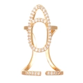 Gold-plated nail ring featuring pavé cubic zirconia and an adjustable band - Double Overlapping Oval Open Ring (4498)