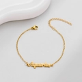 Polished gold stainless steel Aquarius zodiac bracelet with adjustable link chain - Aquarius Gold