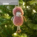 Pendentif fille renne en peluche rose avec étoile dorée, décor de Noël festif - Fille de Bois Roses