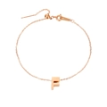 Cavigliera in oro rosa con ciondolo a lettera F e catena regolabile con cursore - F-Oro Rosa