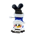 Wind-up upside-down snowman toy in navy blue with Santa hat and black boots - Upside Down Christmas Snowman