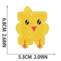 Detail view of chicken-shaped letter N embroidery patch with precise size measurements - Letter N