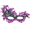 Elegant purple and black lace party mask with glitter finish and ribbon ties - Glitter Purple Phoenix (5706668349874)