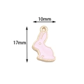 Detailed view showing dimensions of a 17mm x 10mm cute pink bunny enamel alloy pendant - Pink Rabbit