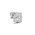 Silver piercing stud featuring marquise cut white zircon floral design with ball screw back - EGD0983 Silver (Flower)