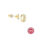 Three-piece set of S925 sterling silver gold earrings with marquise cubic zirconia studs - Earring Set #5 / 925 Silver / Gold