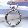 Polished silver zinc alloy spring O-ring buckle with swivel loop for keychains and bags - D-Shape Spring Ring Buckle / 3.8CM / Silver