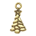 Antique gold Christmas tree pendant with hanging loop for DIY jewelry making - 1pc Tree 10x20mm