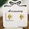Golden hexagon stud earrings featuring colorful zircon stones and 0.22 inch dimensions - Hexagonal Style