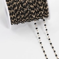 DIY bead chain with black square beads and golden round beads on a white spool roll - Black KC Gold (Square Beads)