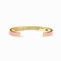 Gold stainless steel cuff bracelet with pink enamel and inspirational crown engraving - Sister / Pink