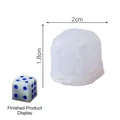 Moule cube en silicone translucide pour dés avec échantillon de 2cm et dimensions - Dés n° 5