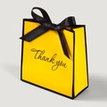 Vibrant yellow gift bag with black satin bow and Thank You text in variant style - 14*6*14cm (10 Pcs/Pack) / Yellow Black Edge