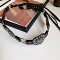 Y2K punk style black leather waist belt with silver heart metal piece and rivets - 27# Waist Chain - Black Heart