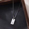 Minimalist S925 silver necklace with rectangular letter I pendant on grey surface - Letter I / Silver