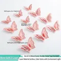 Set of 12 3D rose gold hollow butterfly wall stickers in mixed sizes with laser finish - Rose Gold 3-Layer