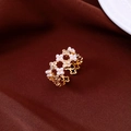 Macro shot of gold chain-style ring with pearls and rhinestones on silk background - Gold (Real Gold Plated)
