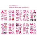Tatuaggi temporanei nastro rosa per sensibilizzazione cancro al seno, stile speranza - Set di Motivi a Nastro Rosa
