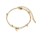 Double-layered stainless steel chain bracelet in golden finish with a V-shaped pendant - Letter V