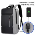 Men's laptop backpack in grey and black featuring integrated USB charging port - 1327 Grey