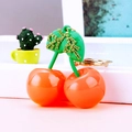 Portachiavi creativo in resina a forma di ciliegia con frutti arancioni e strass dorati - Ciliegia di Gelatina Rosa (A577) / Rosa