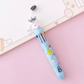 Cute blue multi-color ballpoint pen with a 3D hamster topper and animal prints - 1 Piece / Blue Barrel