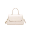 Chic beige crossbody square bag with top handle and golden hardware accessories - White