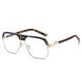Oversized pilot sunglasses with gold metal frame and purple tortoise shell accents - Pink Floral Frame