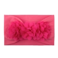 Detail of soft pink chiffon flowers on flexible nylon baby girl headband for toddlers - Rose Red
