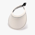 Women's beige open-top sun hat with wide brim and adjustable black elastic strap - Adjustable / Beige
