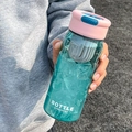 Minimalist blue-green tea separation water bottle with pink lid and built-in strainer - 650ml / Pink Lid