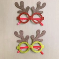 Glittery Christmas reindeer antler glasses frames in red and yellow-green colors - CHYJ-37 Glitter Big Antler Glasses