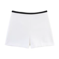 Pantaloncini da donna bianchi con bordo a contrasto nero e taglio svasato minimalista - XS / Pantaloncini Casual