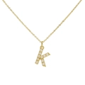 Classic 18k gold plated necklace with letter K pendant and faux pearl inlay - Letter K