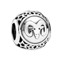 Silver Aries zodiac charm with hollow star patterns for DIY charm bracelet - Aries / Silver