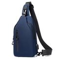 Dunkelblaue Herren-Umhängetasche aus wasserfestem Nylon mit externem USB-Ladeanschluss - Blau