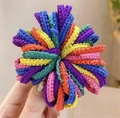 Ensemble d'élastiques à cheveux colorés avec texture ondulée pour queue de cheval - Multicolore Foncé Bord Festonné (1 Paquet de 50)