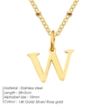 Gold stainless steel necklace with letter W pendant and beaded chain. - Letter W / Gold
