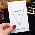Polished silver titanium steel necklace featuring a minimalist V-shaped pendant - 30#xl1338-02 Steel Color