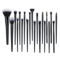 20-piece professional makeup brush set with black handles and soft synthetic bristles - All Black (Set of 20)