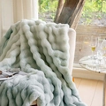 Detail of mint green faux fur blanket with wave texture on a modern sofa - Gradient Green / Pillow Insert